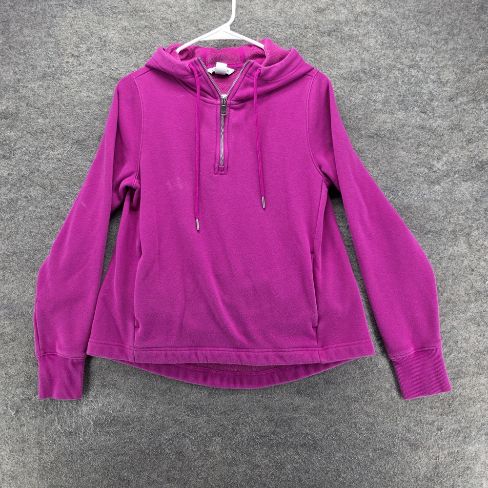 Athleta Hoodie Womens XS Pink Cozy Karma 1/4 Zip Pullover Fleece Stretch